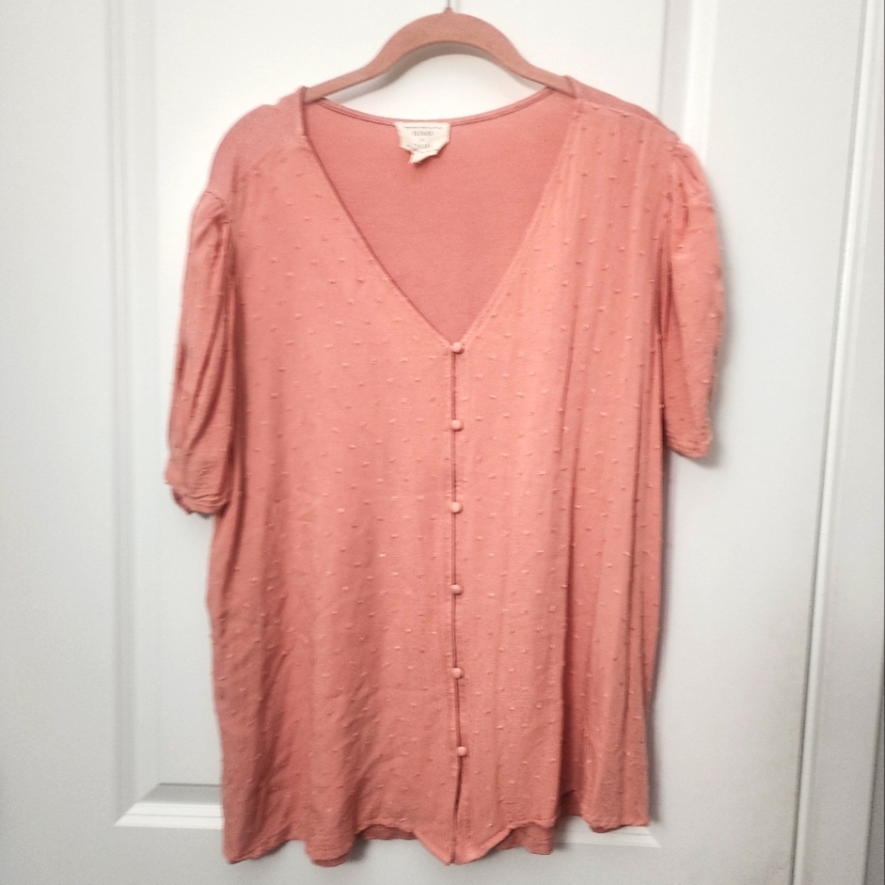 5/$30 Flower & Feather Pink Top Size 2X